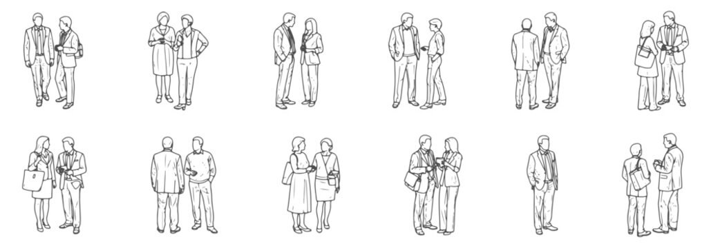 Professional Architectural Top View Standing People CAD Drawings - Technical Scale Figures for Floor Plan Visualization