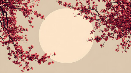 Cherry blossom core style background with soft spring atmosphere and centered empty copy space