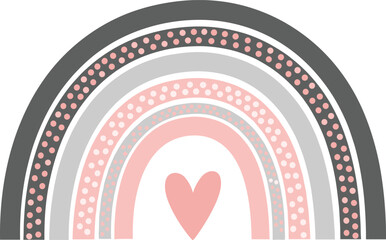 Cute Pastel Rainbow with Heart Boho Nursery Wall Art Minimal Scandinavian Style Vector Illustration © Asik