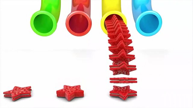  Pipe Dropping Red Cookie Coins &ndash; Abstract 3D Animation