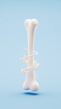 Biological anatomy of the skeleton and bone health, 3d rendering 4k