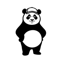 Naklejka premium Cute cartoon panda mascot standing happy isolated on white background vector illustration flat design