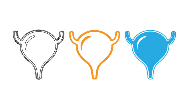 Vibrant blue and orange uterus icons on whait background