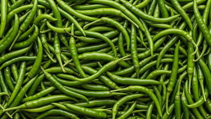 The green chili background fills the frame as seen from the top angle.
