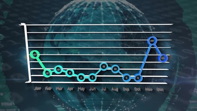 Animation of graph and globe with data processing