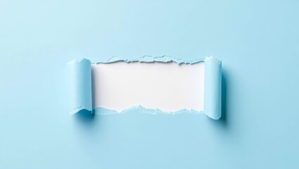 Blue  Paper frame, torn paper with space a white background Empty space for your message. space for advertising copy.