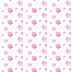 Pink paw with heart pattern seamless © Maranatha