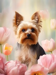 Yorkshire Terrier Close‑Up Head Shot in Garden Light | Fluffy Yorkie Portrait yorkshire terrier puppy in a box