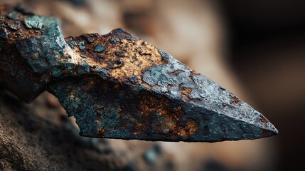 Close Up Rusted Metal Spear Tip With Corrosion.