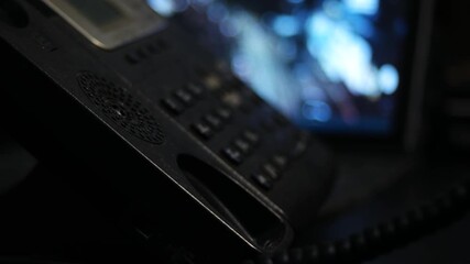 close up of picking up and hanging up the phone with bokeh background