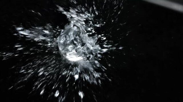 Pliers snap the fragile tail of a black Prince Rupert's Drop, causing the toughened glass to shatter explosively into fine particles and dust