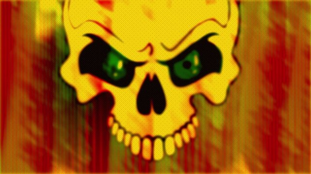skull in flames