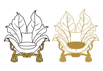 Luxurious white and gold leaf shaped armchair vintage victorian style seating furniture design