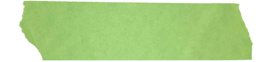 Green masking tape strip with torn edges isolated, realistic adhesive tape png on transparent background for design overlay
