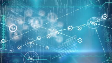 Animation of statistics, data processing and network of connections with people icons - Powered by Adobe