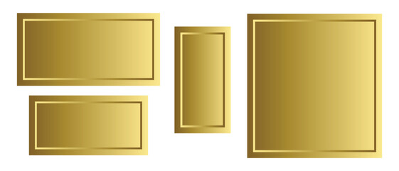 golden photo frame icon set, gold image picture album photo frame icon set.