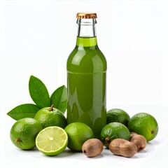 Refreshing Green Beverage with Limes and Mysterious Nuts in a White Ambiance