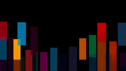 Abstract colorful rectangular shapes on a dark background, embodying a minimalist tech aesthetic.