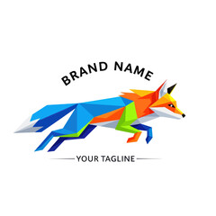Obraz premium Colorful Geometric Fox Illustration Running.