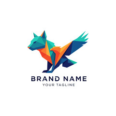 Obraz premium Geometric Fox Logo Design Element Running.
