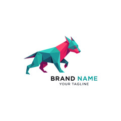 Obraz premium Geometric Wolf Logo Design Element Running.