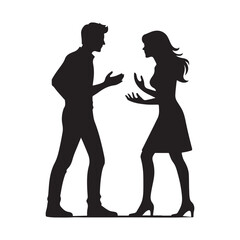 couple arguing vector silhouette clip art logo design illustration icon collection