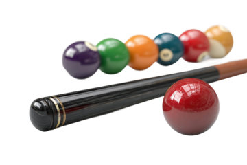 Colored Pool Cue Balls Isolated on Transparent Background