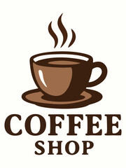 Obraz premium Coffee Shop Logo with Steaming Cup