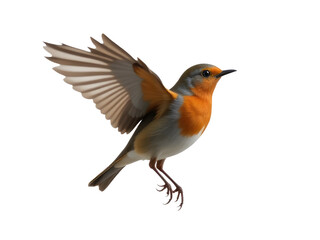 A small bird soaring through the air, its wings spread wide