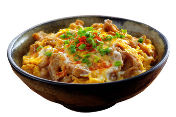Egg Oyakodon isolated on transparent background