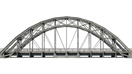 Steel arch bridge structure isolated on transparent background