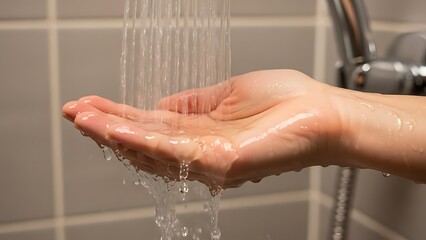 Hand cupped under refreshing stream of water from faucet