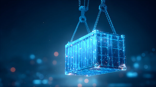 Digital shipping container moving with network connections - Powered by Adobe