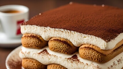 Individual tiramisu portions with creamy mascarpone coffee soaked sponge and cocoa dust elegant Italian finale