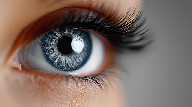 Close-up progression of a human eye showcasing intricate details of the iris, eyelashes, and pupil with a focus on color variations and textures in a visually captivating manner