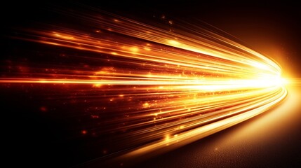 Dynamic abstract image showcasing bright, warm light streaks creating a sense of speed and movement. Generative AI.