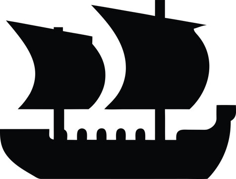 ottoman kad rga galley silhouette vector illustration on transparent background