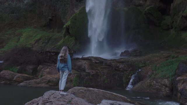 a waterfall salto de la Novia in Navajas, Castellon province, Alto Palancia, Spain