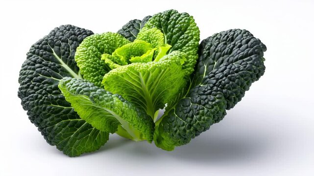 Fresh green cabbage head showcasing vibrant layers and textures, gradually revealing intricate leaf patterns and rich colors, emphasizing natural freshness and organic produce appeal in a clean settin