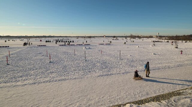 Berlin Tempelhof airfield at winter 4K