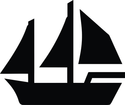 indonesian pinisi schooner silhouette vector illustration on transparent background