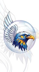 Obraz premium Majestic Eagle Head with Wing in a Bubble Illustration.