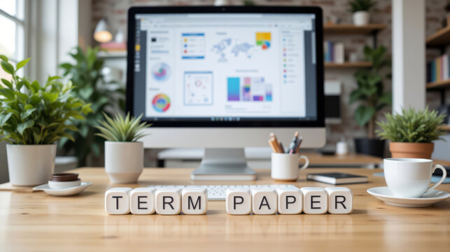 Term paper academic research report for university coursework, student writing assignment with citation and submission requirements for higher education assessment and grading process