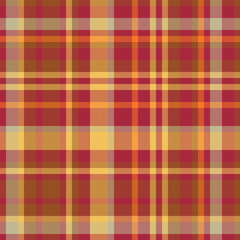 Product check vector texture, vibrant plaid tartan seamless. Internet fabric textile background pattern in red and orange colors.