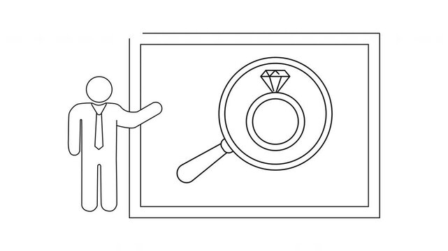 Diamond Ring Presentation Single Line Drawing Animation.