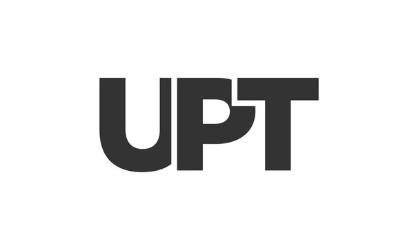 UPT logo design template with strong and modern bold text. Initial based vector logotype featuring simple and minimal typography. Trendy company identity.
