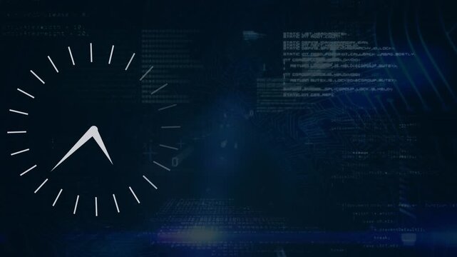 Animation of data processing over clock moving