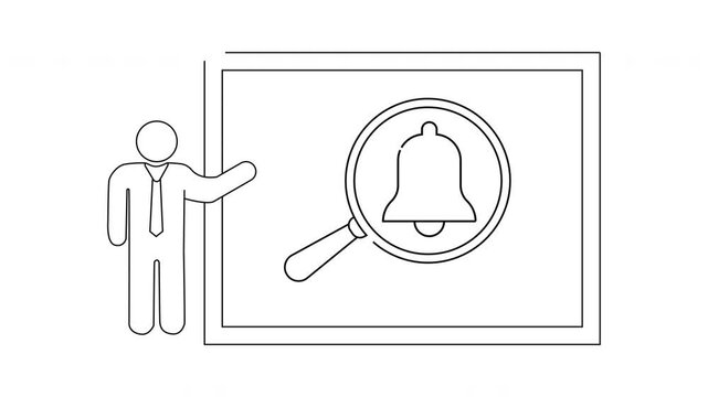 Notification Search Presentation Single Line Art Illustration.