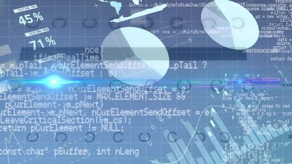 Animation of financial data processing over caucasian business people numbers - Powered by Adobe