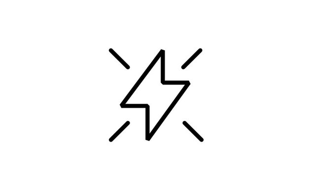 Lightning Bolt icon animation. Bright lightning bolt flash icon symbolizing electrical energy power inspiration and sudden creative ideas for projects.